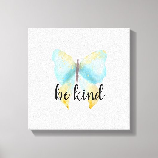 Blue Gold Butterfly inspirerend prijsopgave Canvas Afdruk (Voorkant)