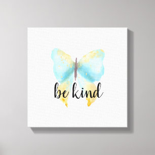 Blue Gold Butterfly inspirerend quote Canvas Afdruk