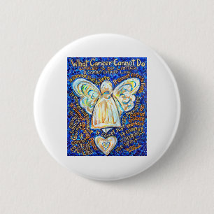 Blue & Gold Cancer Angel-Button Ronde Button 5,7 Cm