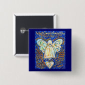 Blue & Gold Cancer Angel-Button Vierkante Button 5,1 Cm (Voorkant /achterkant)