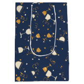 Blue Gold Celebration Drink Pattern Medium Cadeauzakje (Achterkant)