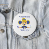 Blue & Gold Cheer Mam Cheerleader Button (In situ)