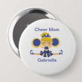 Blue & Gold Cheer Mam Cheerleader Button (Voorkant /achterkant)