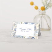 Blue Gold Coastal Folded Place Card (Achterkant)