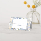 Blue Gold Coastal Folded Place Card (Voorkant)