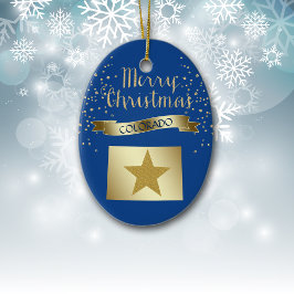 Blue Gold Colorado Star Keramisch Ornament