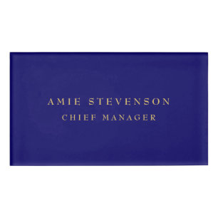 Blue Gold Colors Professional Classical Plain Naambadge