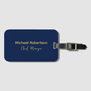 Blue Gold Colors Professional Trendy Modern Plain Bagagelabel