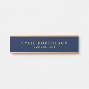 Blue Gold Colors Professional Trendy Modern Plain Deurbordje