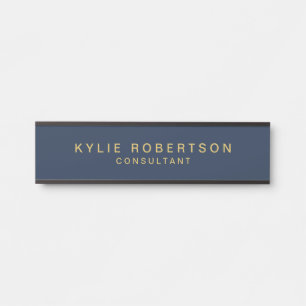 Blue Gold Colors Professional Trendy Modern Plain Deurbordje