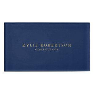 Blue Gold Colors Professional Trendy Modern Plain Naambadge