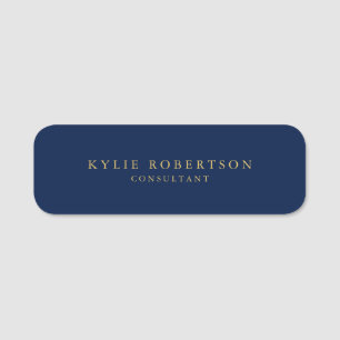 Blue Gold Colors Professional Trendy Modern Plain Naamplaatje