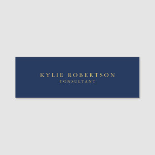 Blue Gold Colors Professional Trendy Modern Plain Naamplaatje