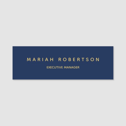 Blue Gold Colors Professional Trendy Modern Plain Naamplaatje (Voorkant)