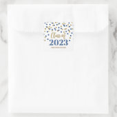 Blue Gold Confetti Afstuderen 2023 Square Sticker (Tas)