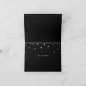 Blue & Gold Confetti bedankkaart (Binnen)