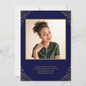 Blue Gold Confetti Faire-part de graduation photo (Dos)