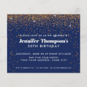 Blue Gold Confetti Glitter 50th Birthday Foto (Voorkant)