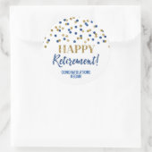 Blue Gold Confetti Happy Retirement Ronde Sticker (Tas)