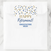 Blue Gold Confetti Happy Retirement Vierkante Sticker (Tas)