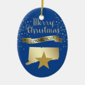 Blue Gold Connecticut Star Keramisch Ornament (Voorkant)