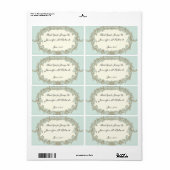 Blue Gold Crème Vintage cadre Étiquette bouteille  (Feuille entière)