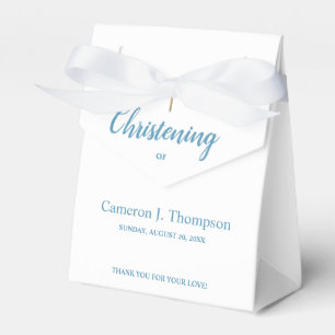 Blue Gold Cross Christening Aangepaste Bijbelvers Bedankdoosjes