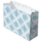 Blue Gold Cross Modern Baptisme Groot Cadeauzakje (Achterkant Gekanteld)
