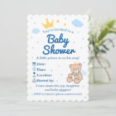 Blue & Gold Crown Baby Shower Invitation for Boy (Debout devant)