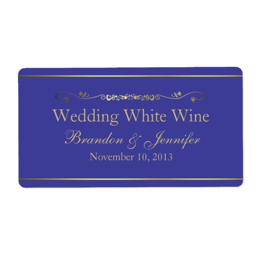 Blue & Gold Custom Wedding Mini Vins Étiquettes (Devant)