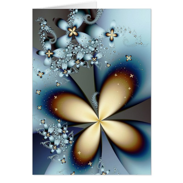 Blue Gold Cute Abstract Floral (Voorkant)