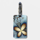 Blue Gold Cute Abstract Floral Bagagelabel (Achterkant verticaal)