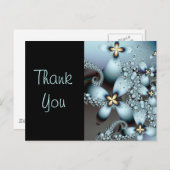 Blue Gold Cute Abstract Floral Briefkaart (Voorkant / Achterkant)