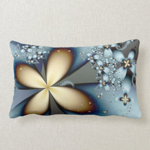 Blue Gold Cute Abstract Floral Kussen