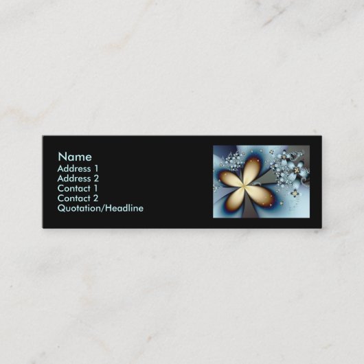Blue Gold Cute Abstract Floral Mini Visitekaartje (Voorkant)