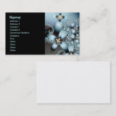 Blue Gold Cute Abstract Floral Visitekaartje (Voorkant / Achterkant)