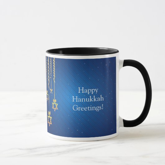 Blue/Gold Dangling Star van David Hanukkah Mok (Rechts)