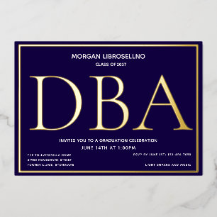 Blue Gold DBA-Afstuderen Folie Uitnodiging