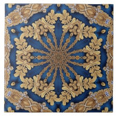 Blue Gold Decorative Ceramic Tile Tegeltje (Voorkant)