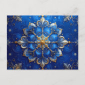 Blue Gold Decorative Holiday Postcard Briefkaart (Voorkant)