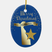 Blue Gold Delaware Star Keramisch Ornament (Voorkant)