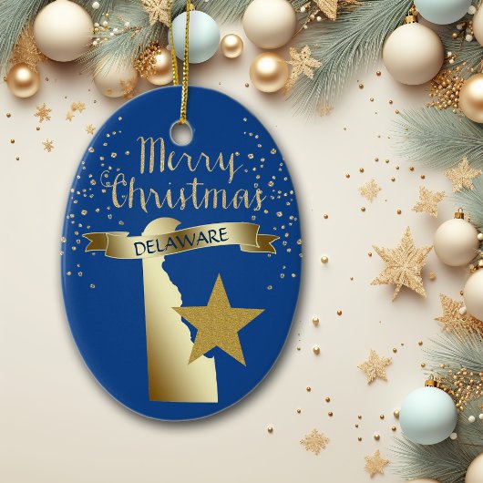 Blue Gold Delaware Star Keramisch Ornament