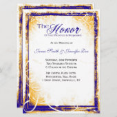 Blue & Gold Elegance Uitnodiging (Voorkant / Achterkant)