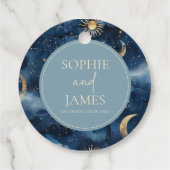 Blue Gold Elegant Celestial Starry Sky Wedding Bedankjes Labels (Achterkant)
