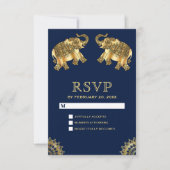 Blue Gold Elephants ethniques Indian RSVP (Devant)