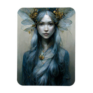 Blue Gold Fairy Imaginaire Art Magnet