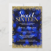 Blue Gold Faux Glitter Lights 16 september Kaart (Voorkant)