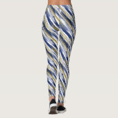Blue Gold Faux Glitter Modern Abstract Leggings (Achterkant)