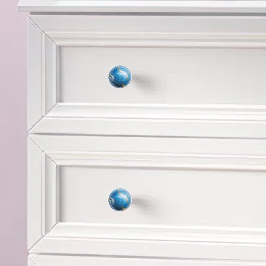 Blue Gold Faux Marble Orb Keramische Knop