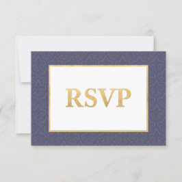 Blue & Gold Fleur De Lis Wedding RSVP-kaart RSVP Kaartje